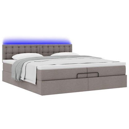 Struttura Letto Pouf con Materassi Tortora 200x200 cm Tessuto | homemem39