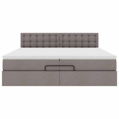 Struttura Letto Pouf con Materassi Tortora 200x200 cm Tessuto