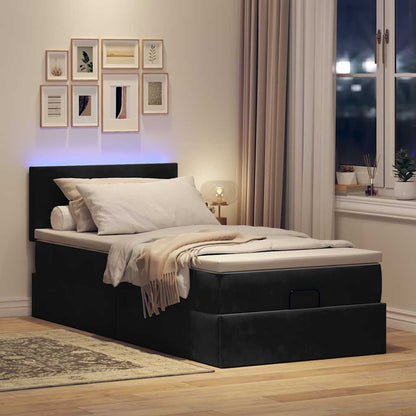 Struttura Letto Pouf con Materasso Nero 90x190 cm in Velluto | homemem39