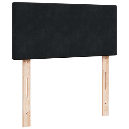 Struttura Letto Pouf con Materasso Nero 90x200 cm in Velluto