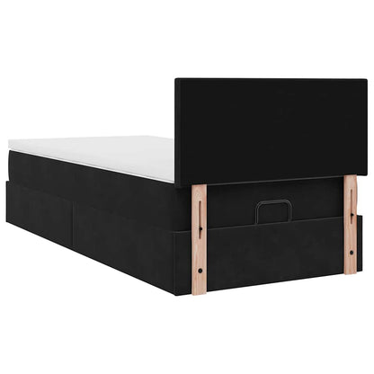 Struttura Letto Pouf con Materasso Nero 90x200 cm in Velluto - homemem39