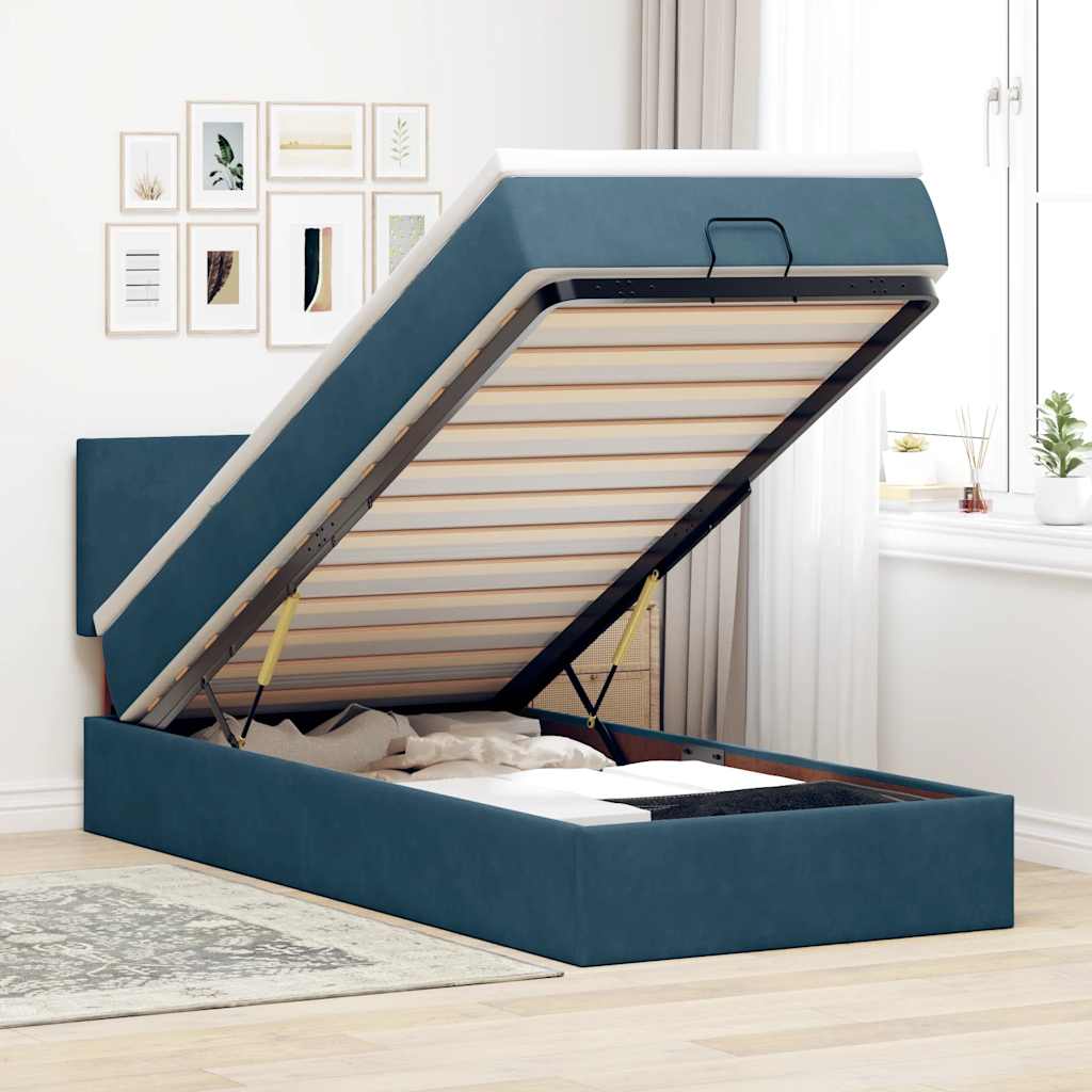 Struttura Letto Pouf con Materasso 100x200 cm Velluto