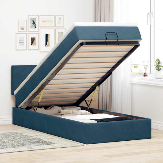Struttura Letto Pouf con Materasso 100x200 cm Velluto