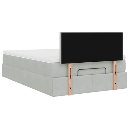 Pouf Letto con Materasso e LED Grigio Chiaro 120x190cm Velluto