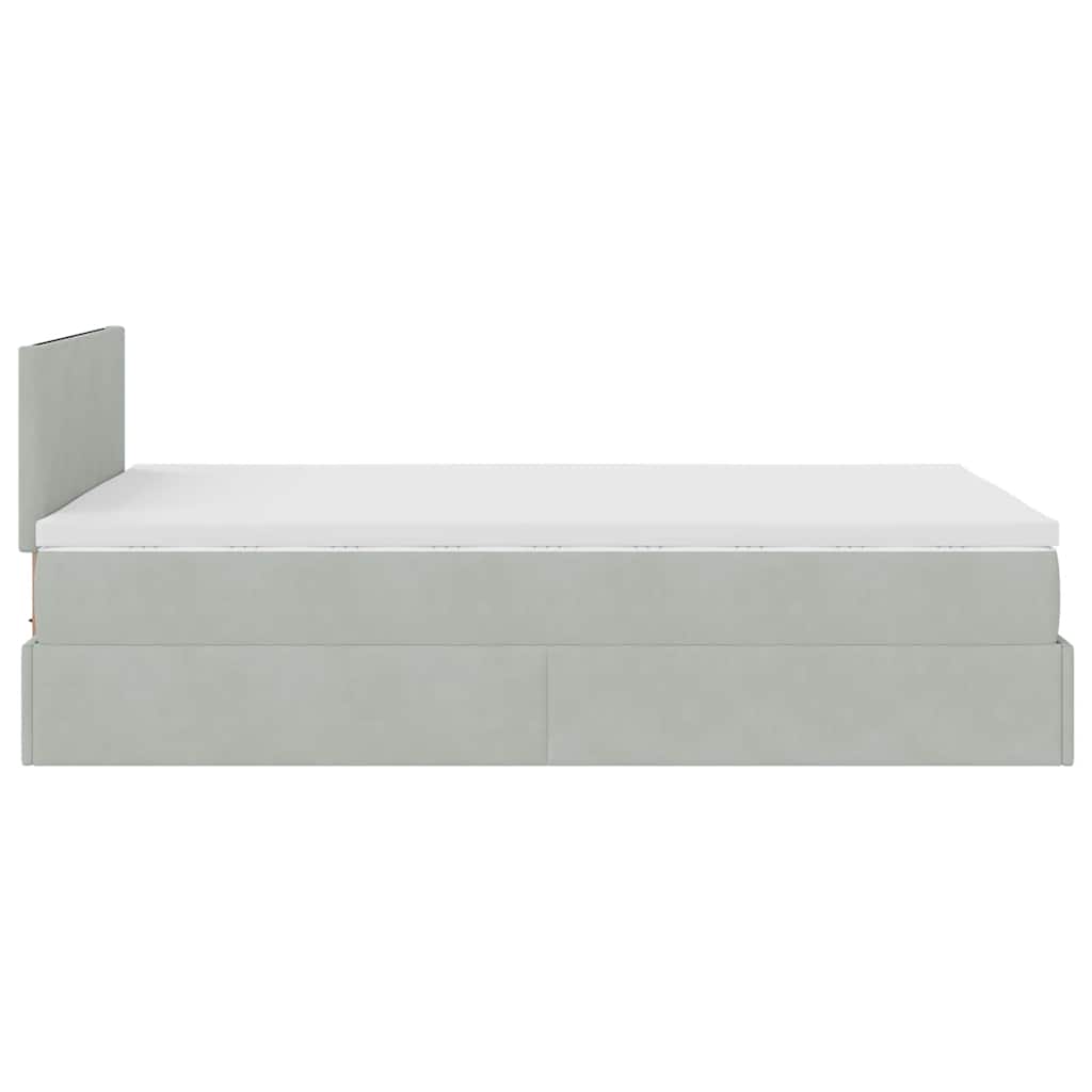 Pouf Letto con Materasso e LED Grigio Chiaro 120x190cm Velluto