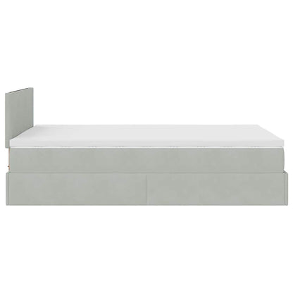 Pouf Letto con Materasso e LED Grigio Chiaro 120x190cm Velluto