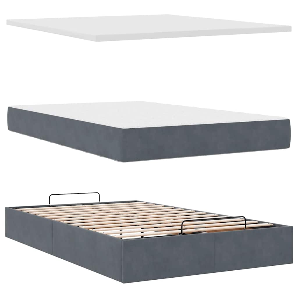 Pouf Letto con Materasso e LED Grigio Scuro 120x190cm Velluto | homemem39