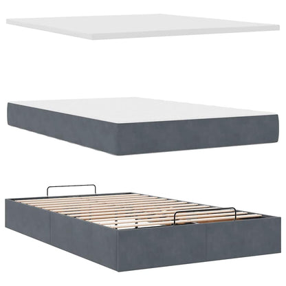 Pouf Letto con Materasso e LED Grigio Scuro 120x190cm Velluto | homemem39