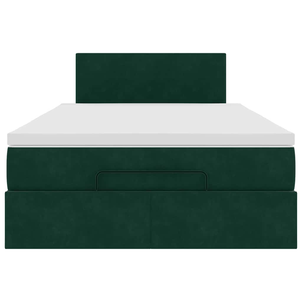 Pouf Letto con Materasso e LED Verde Scuro 120x190cm in Velluto