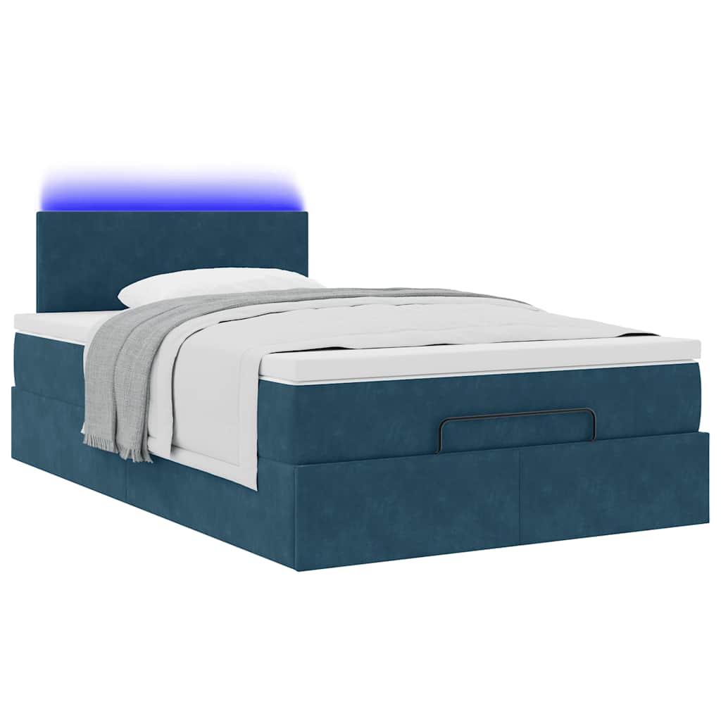 Struttura Letto Pouf con Materasso Blu Scuro 120x200 cm Velluto | homemem39