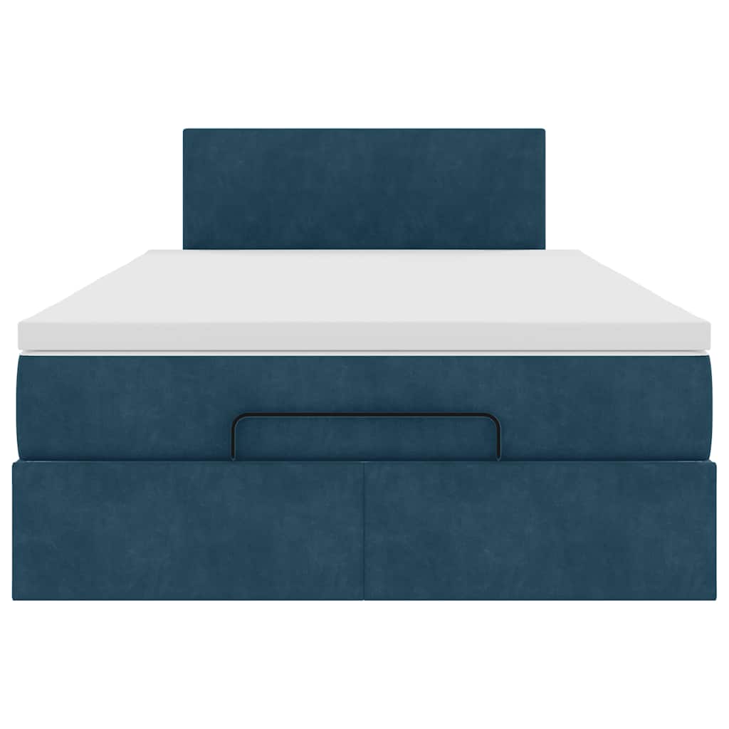 Struttura Letto Pouf con Materasso Blu Scuro 120x200 cm Velluto | homemem39