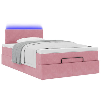 Struttura Letto Pouf con Materasso Rosa 120x200 cm Velluto | homemem39