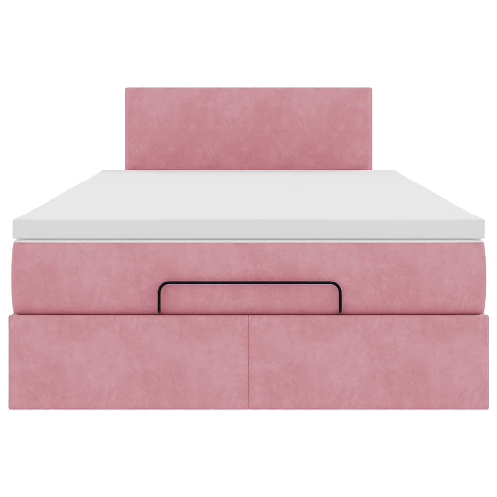 Struttura Letto Pouf con Materasso Rosa 120x200 cm Velluto