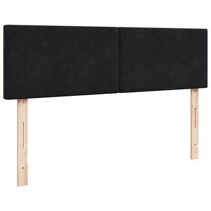 Struttura Letto Pouf con Materasso Nero 140x190 cm in Velluto