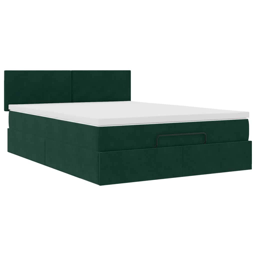 Struttura Letto Pouf con Materasso 140x190 cm in Velluto | homemem39