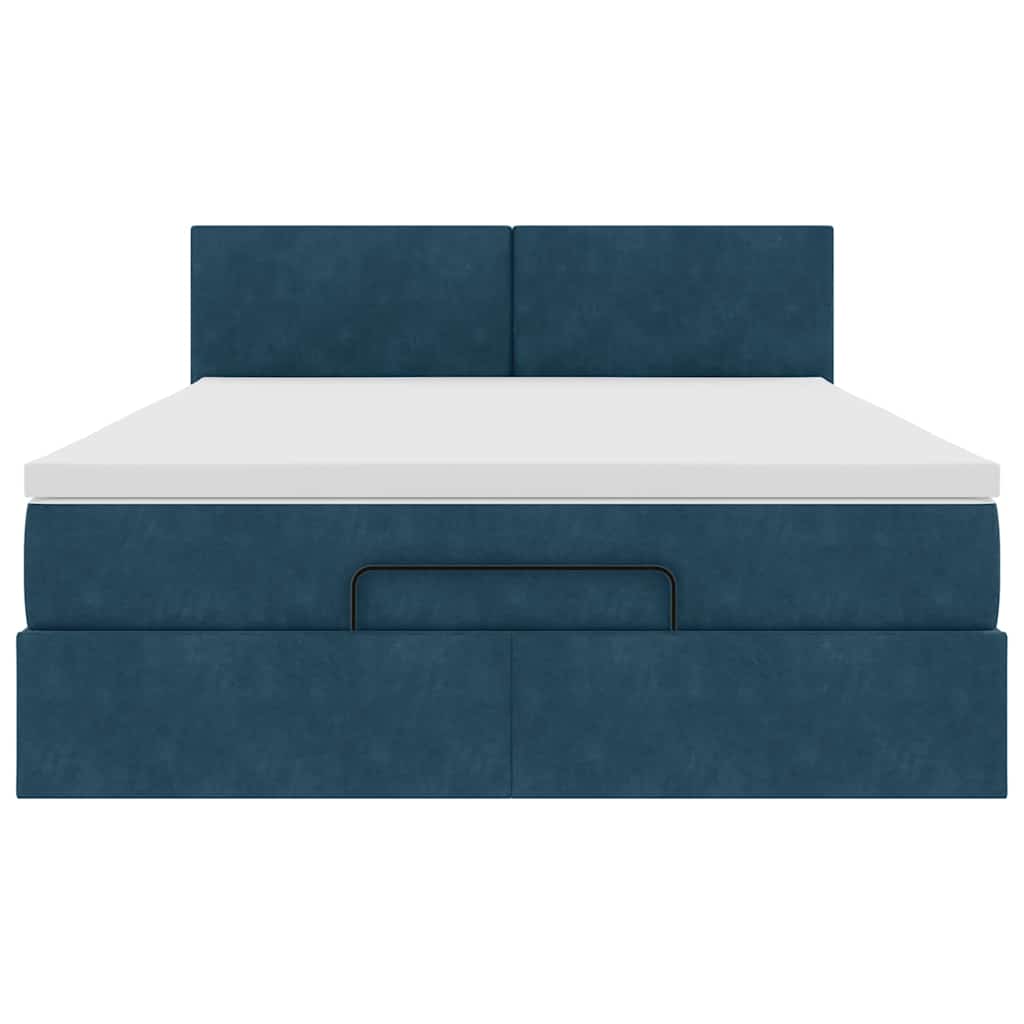 Struttura Letto Pouf con Materasso 140x190 cm in Velluto
