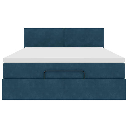 Struttura Letto Pouf con Materasso 140x190 cm in Velluto