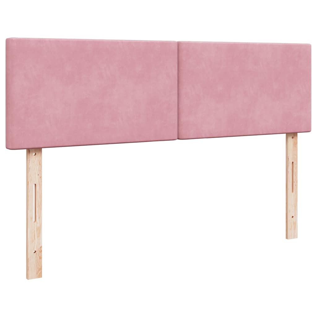 Struttura Letto Pouf con Materasso Rosa 140x190 cm in Velluto