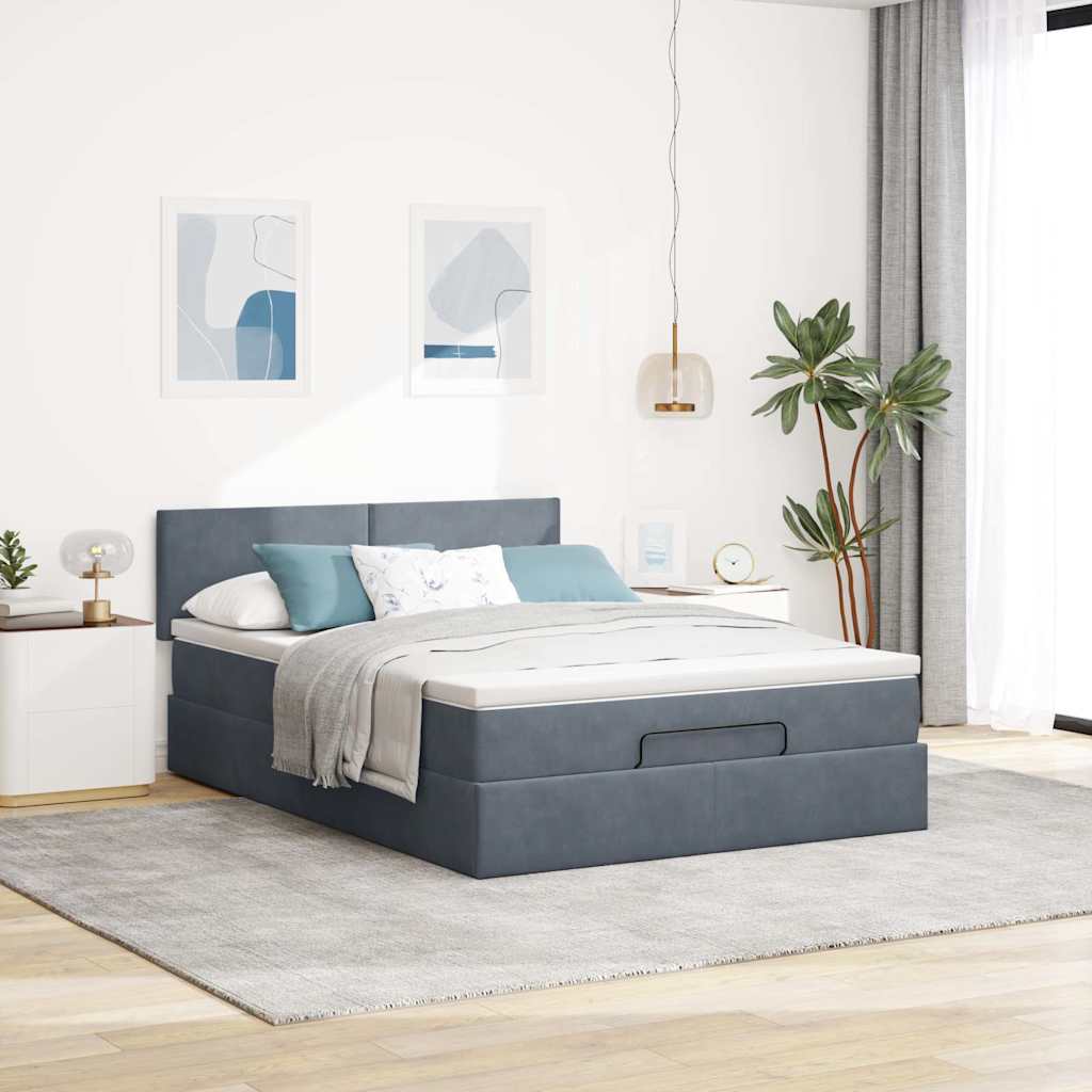 Struttura Letto Pouf con Materasso 140x200 cm in Velluto