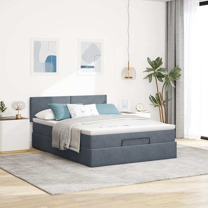 Struttura Letto Pouf con Materasso 140x200 cm in Velluto