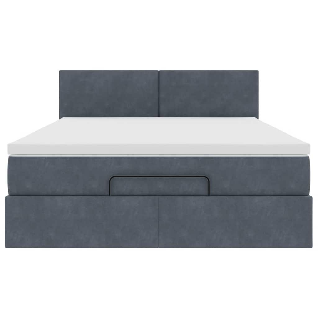 Struttura Letto Pouf con Materasso 140x200 cm in Velluto
