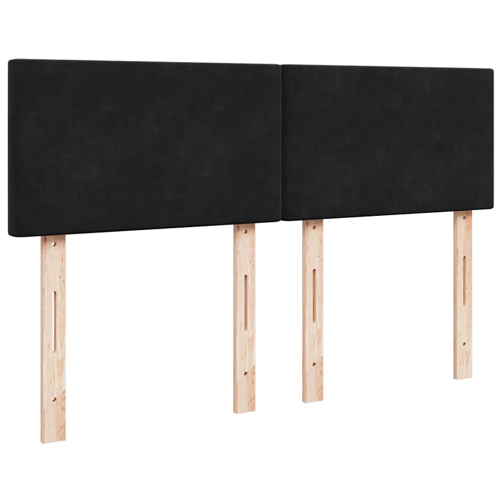 Struttura Letto Pouf con Materasso Nero 140x200 cm in Velluto