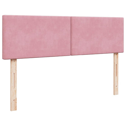 Struttura Letto Pouf con Materasso Rosa 140x200 cm in Velluto