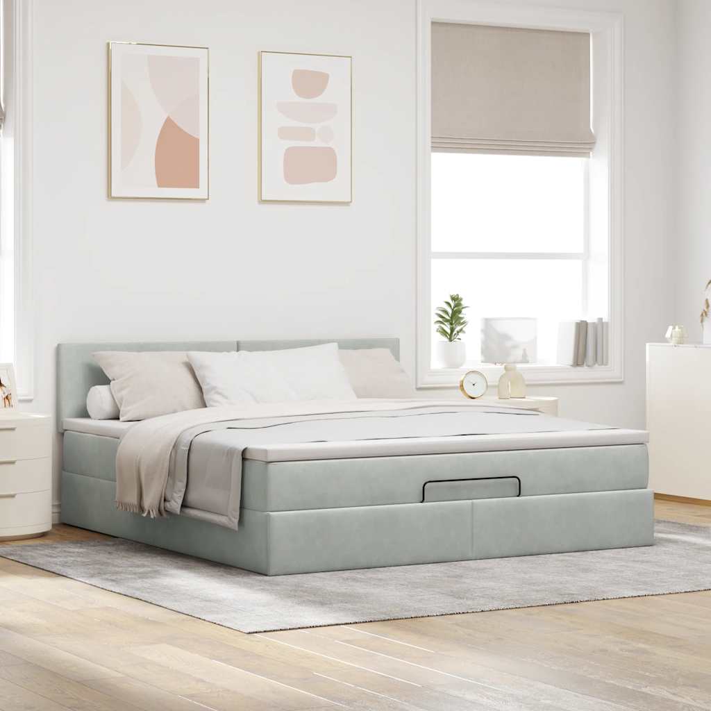 Struttura Letto Pouf con Materasso 160x200 cm in Velluto