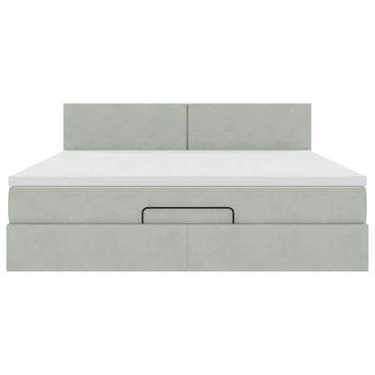 Struttura Letto Pouf con Materasso 160x200 cm in Velluto
