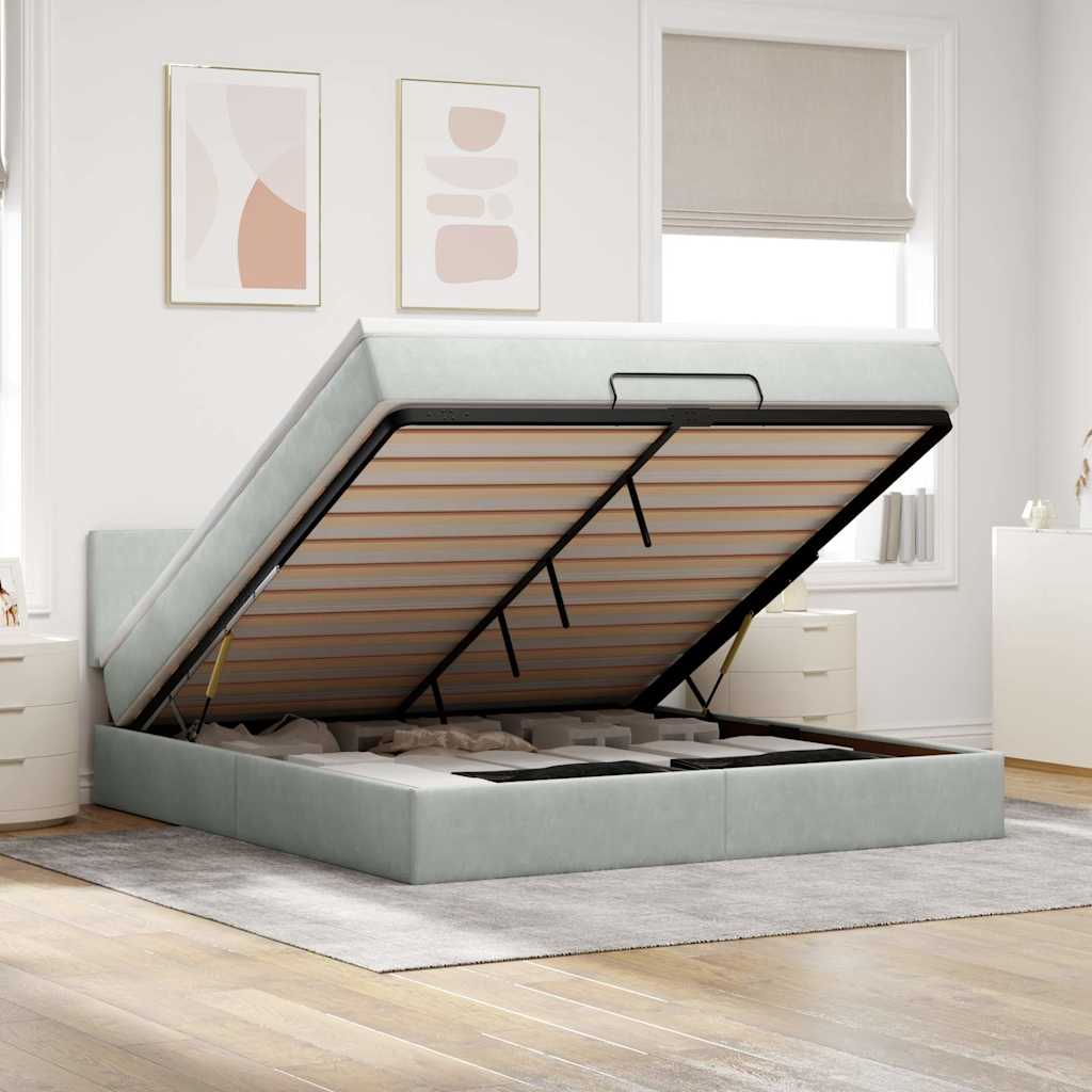 Struttura Letto Pouf con Materasso 160x200 cm in Velluto