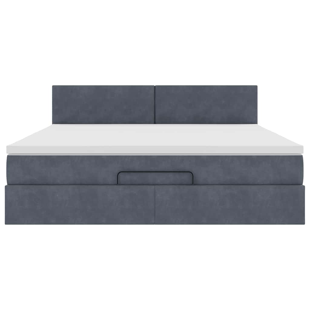 Struttura Letto Pouf con Materasso 160x200 cm in Velluto