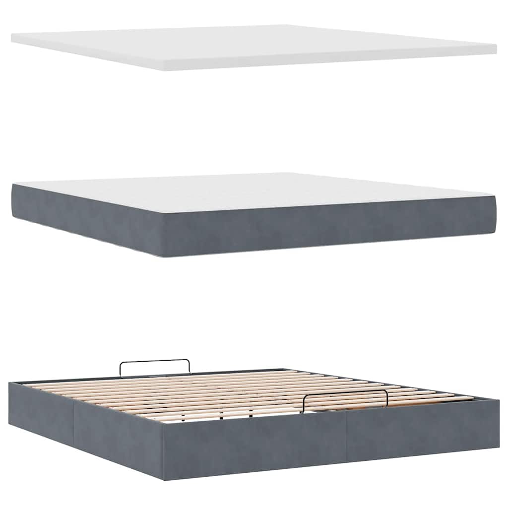 Struttura Letto Pouf con Materasso 160x200 cm in Velluto | homemem39