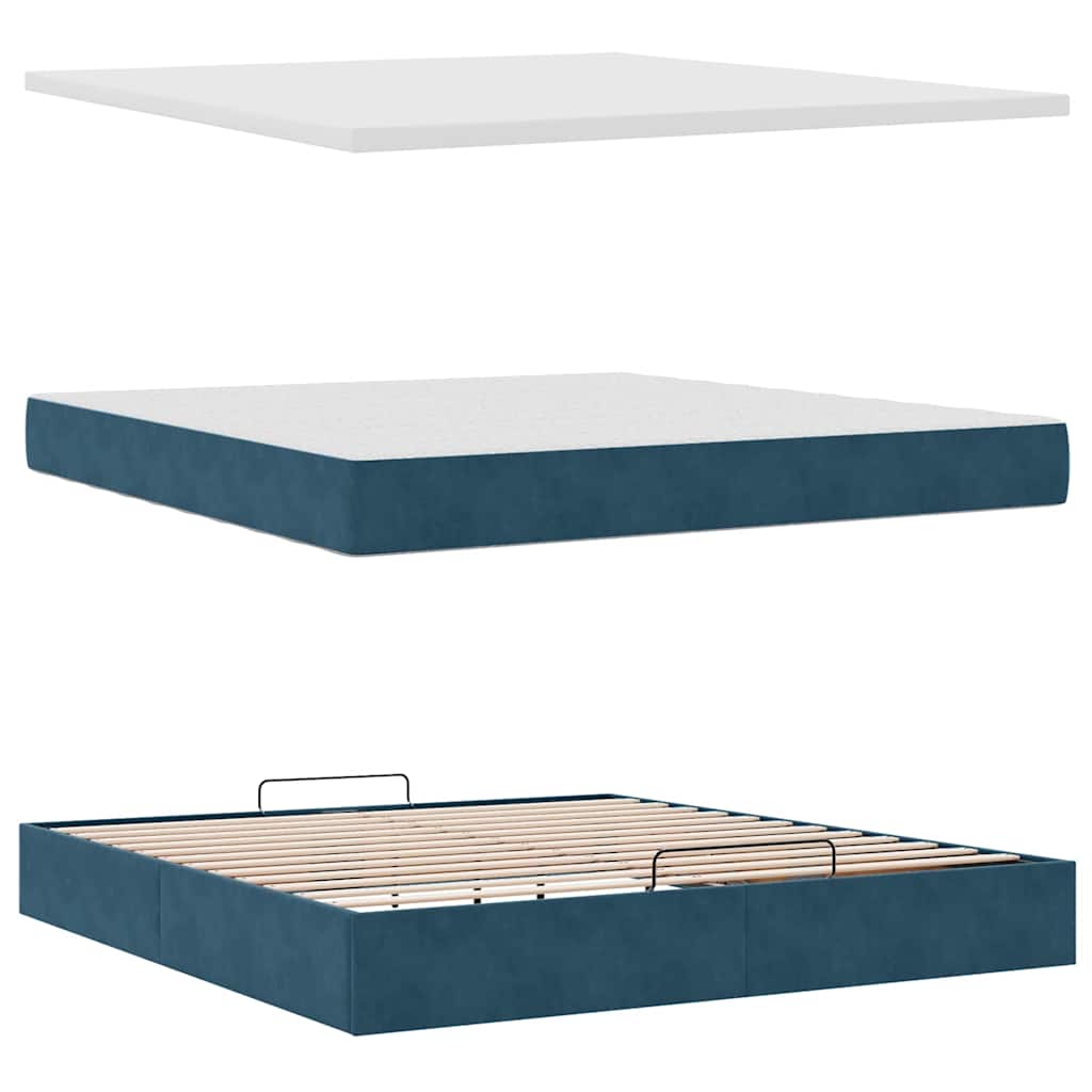Struttura Letto Pouf con Materasso 160x200 cm in Velluto | homemem39