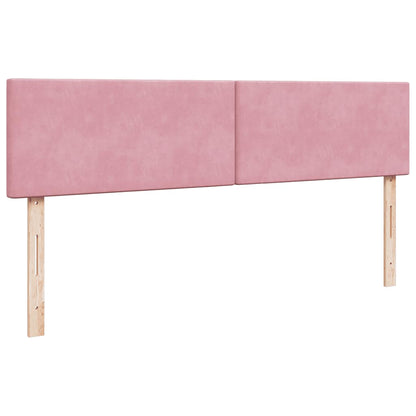 Struttura Letto Pouf con Materasso Rosa 160x200 cm in Velluto
