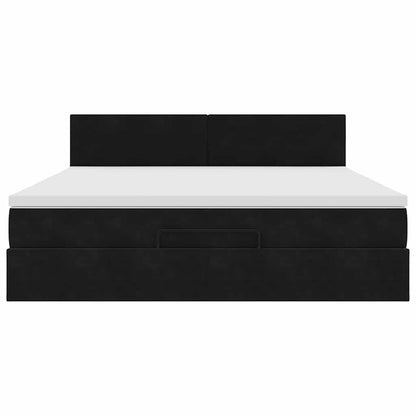 Struttura Letto Pouf con Materasso Nero 180x200 cm in Velluto - homemem39