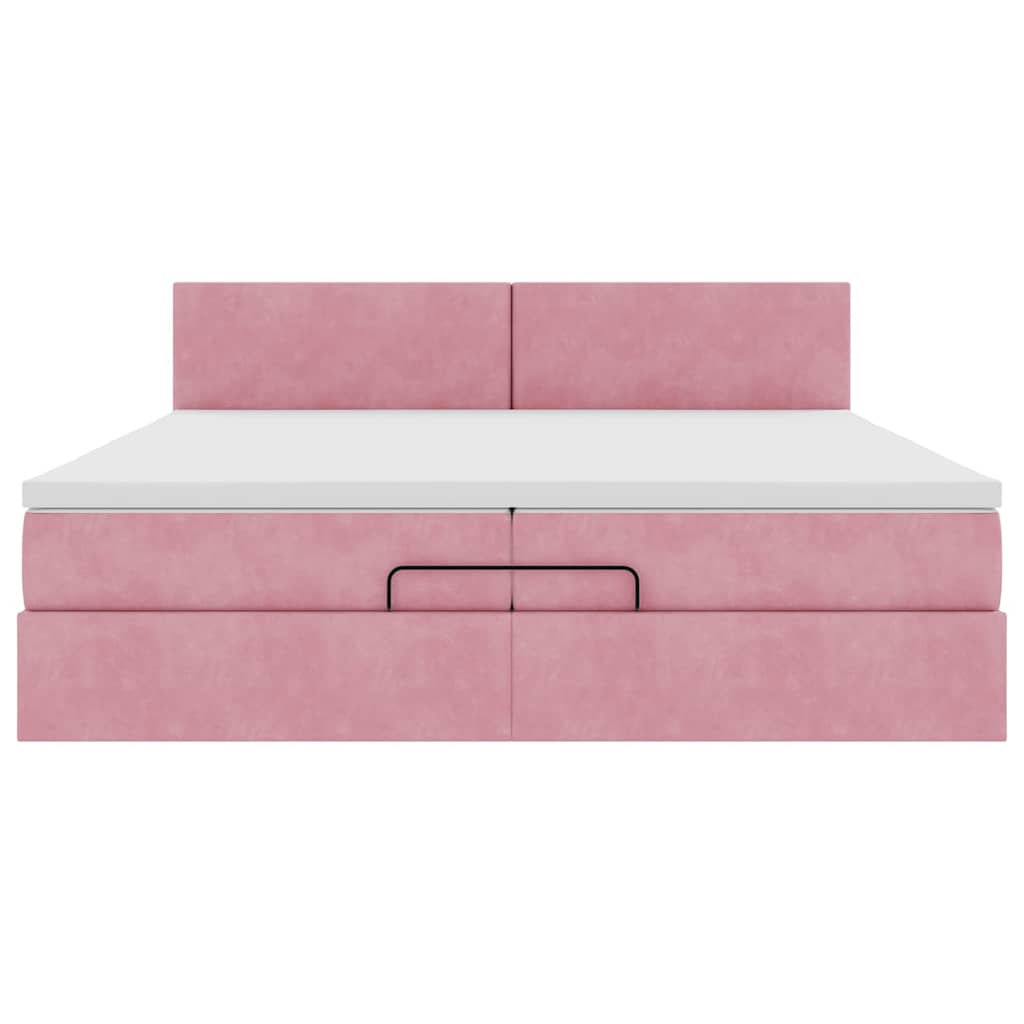 Struttura Letto Pouf con Materassi Rosa 200x200 cm Velluto | homemem39