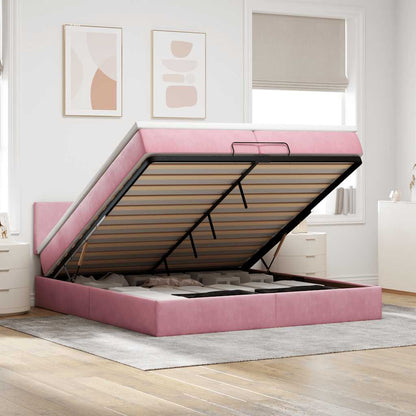 Struttura Letto Pouf con Materassi Rosa 200x200 cm Velluto | homemem39