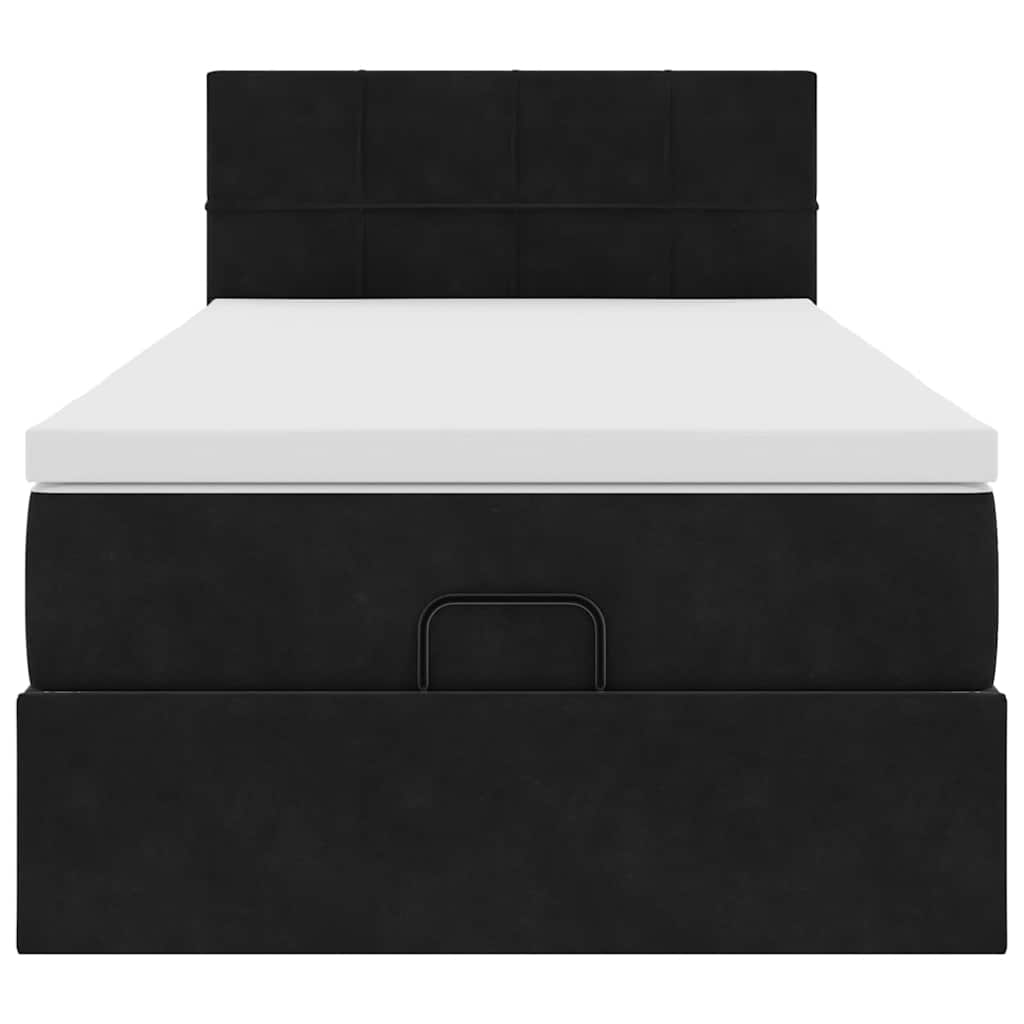 Pouf Letto con Materasso e LED Nero 80x200cm in Velluto
