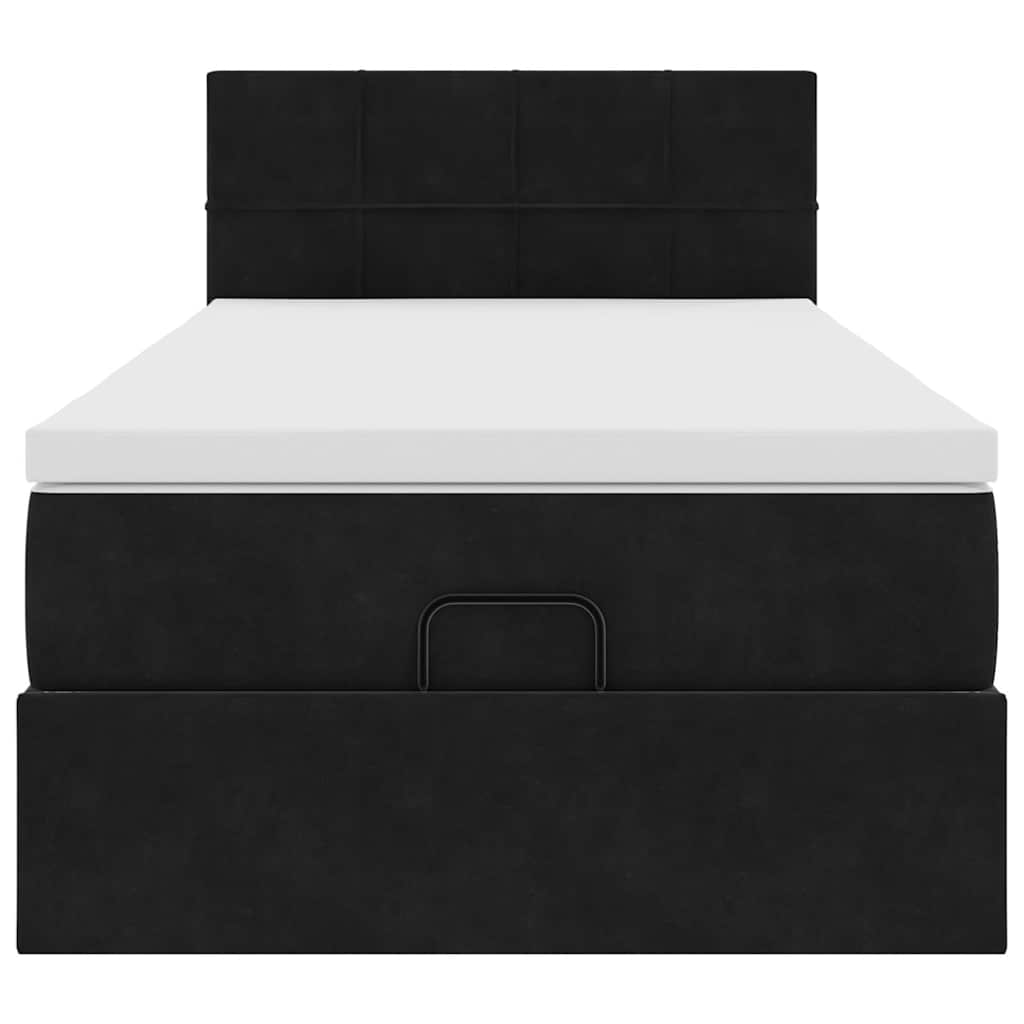 Struttura Letto Pouf con Materasso Nero 90x190 cm in Velluto | homemem39