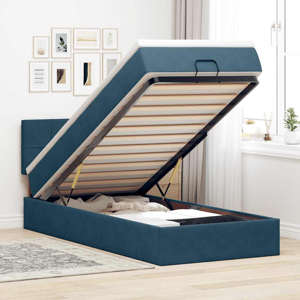 Struttura Letto Pouf con Materasso 90x190 cm in Velluto | homemem39