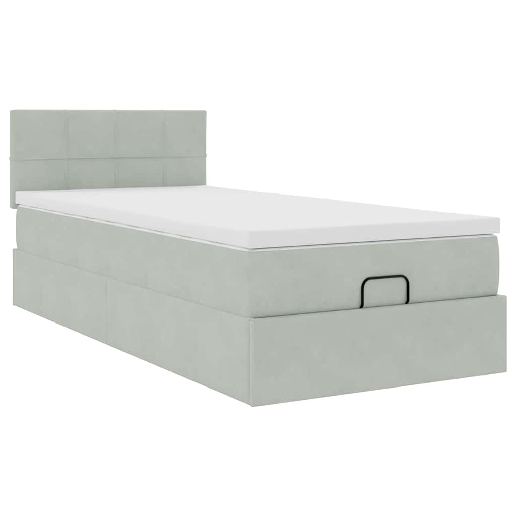 Struttura Letto Pouf con Materasso 90x200 cm in Velluto