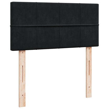 Struttura Letto Pouf con Materasso Nero 90x200 cm in Velluto