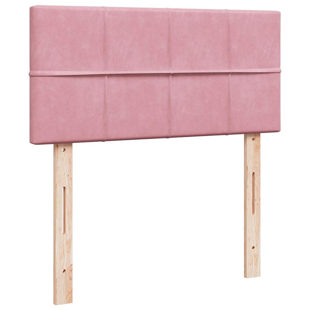 Struttura Letto Pouf con Materasso Rosa 90x200 cm in Velluto