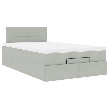 Pouf Letto con Materasso e LED Grigio Chiaro 120x190cm Velluto