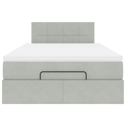 Pouf Letto con Materasso e LED Grigio Chiaro 120x190cm Velluto