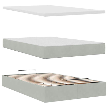 Pouf Letto con Materasso e LED Grigio Chiaro 120x190cm Velluto