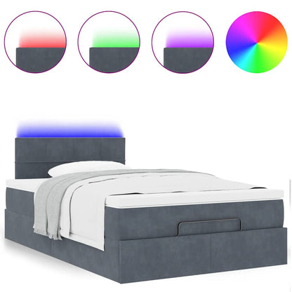 Pouf Letto con Materasso e LED Grigio Scuro 120x190cm Velluto | homemem39
