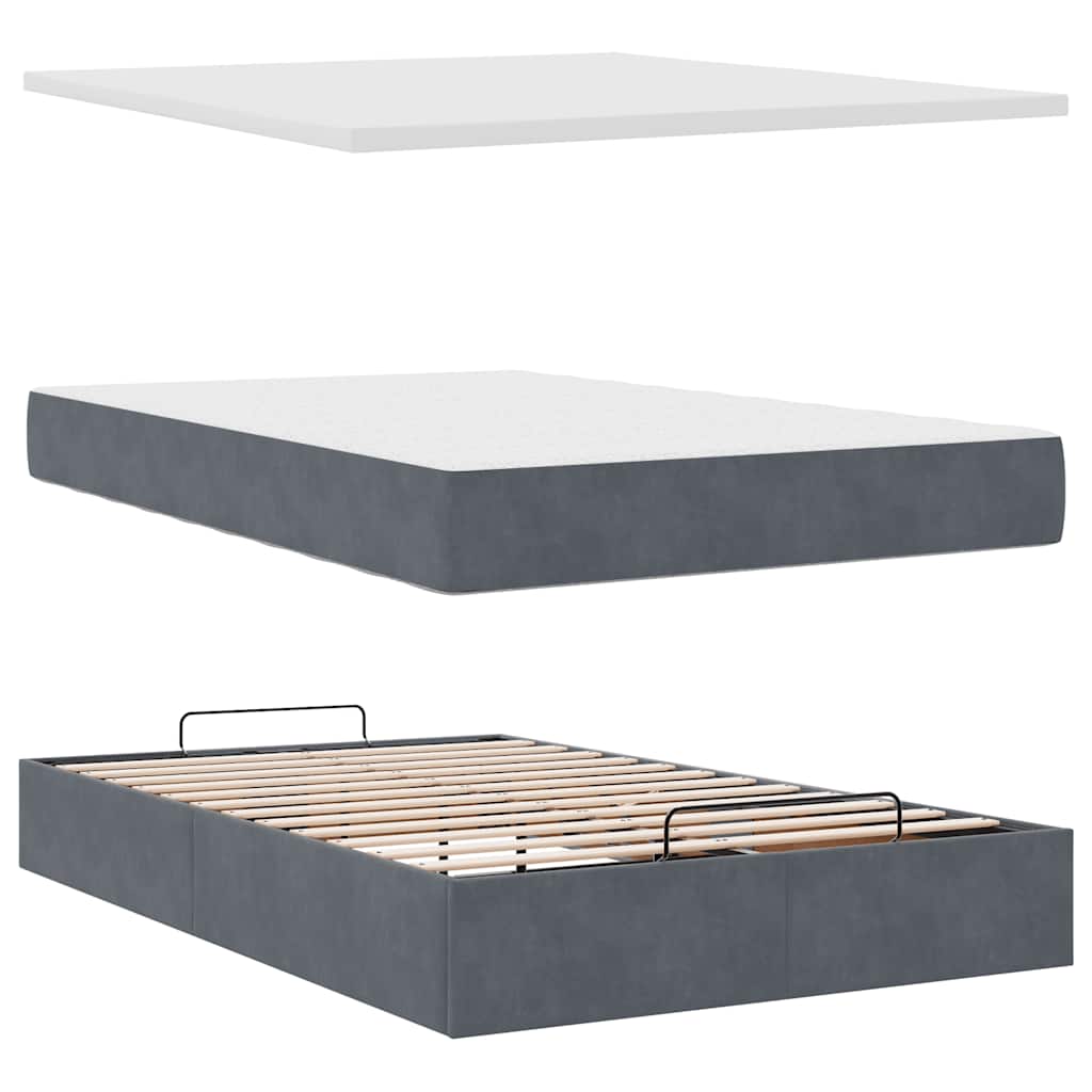 Pouf Letto con Materasso e LED Grigio Scuro 120x190cm Velluto | homemem39