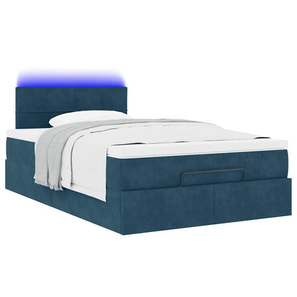 Struttura Letto Pouf con Materasso Blu Scuro 120x200 cm Velluto | homemem39