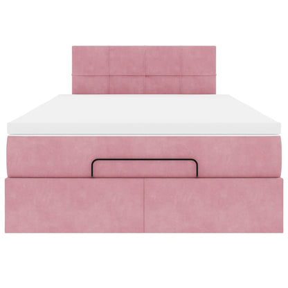Struttura Letto Pouf con Materasso Rosa 120x200 cm Velluto